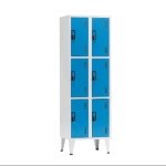 Armário vestiário de 6 cacifos sobrepostos - 1900x600x500 mm - Cores Variadas