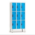 Armário vestiário de 9 cacifos sobrepostos - 1900x900x500 mm - Cores Variadas