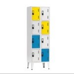 Armário vestiário de 8 cacifos sobrepostos - 1900x600x500 mm - Cores Variadas