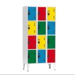 Armário vestiário de 12 cacifos sobrepostos - 1900x900x500 mm - Cores Variadas