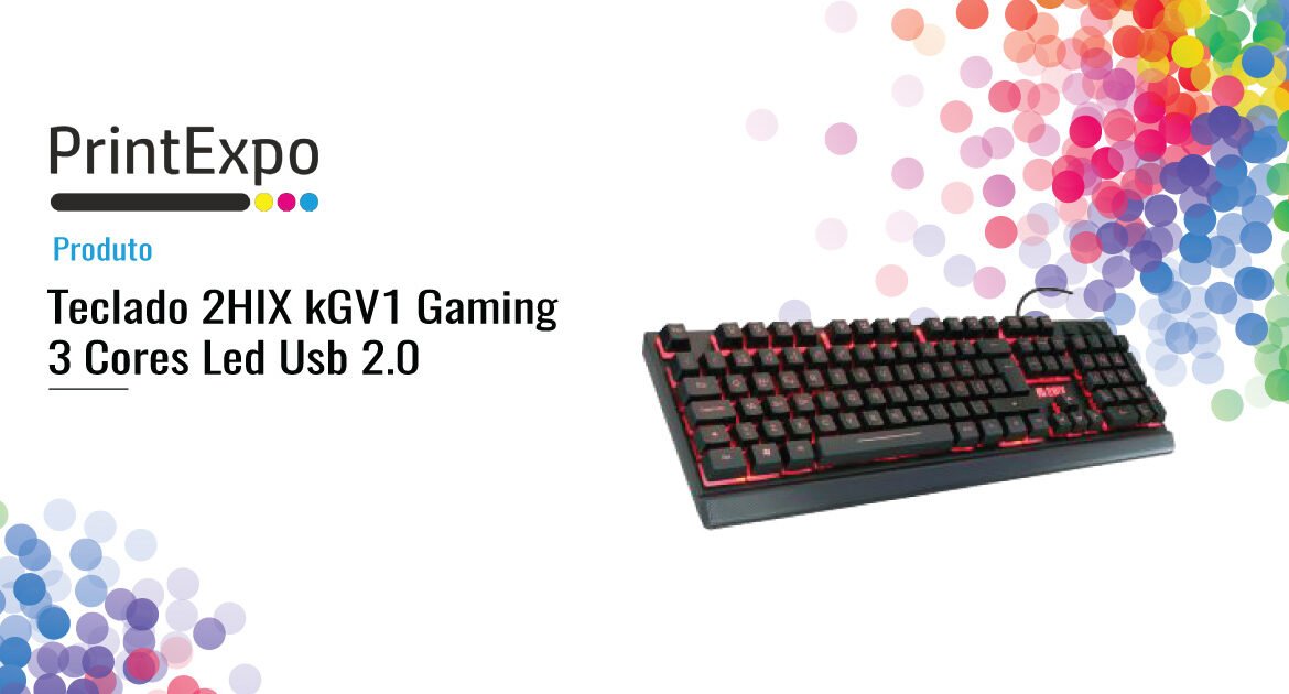 Teclado 2HIX kGV1 Gaming 3 Cores Led Usb 2.0
