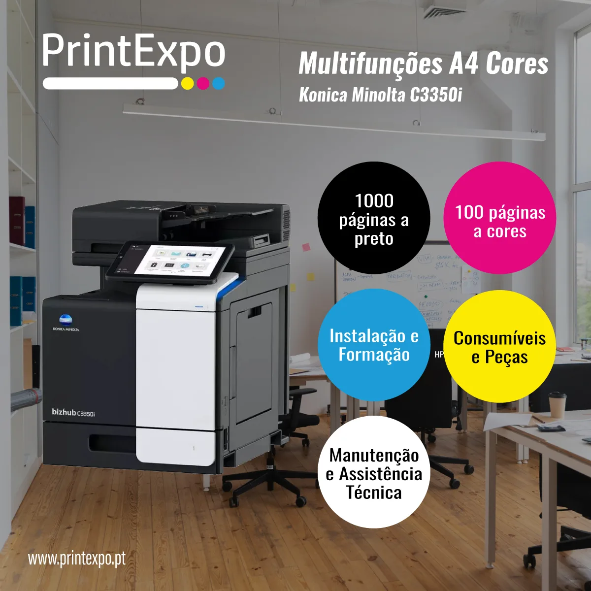 MULTIFUNÇÕES A4 CORES -Konica Minolta C3350i - PRINTEXPO