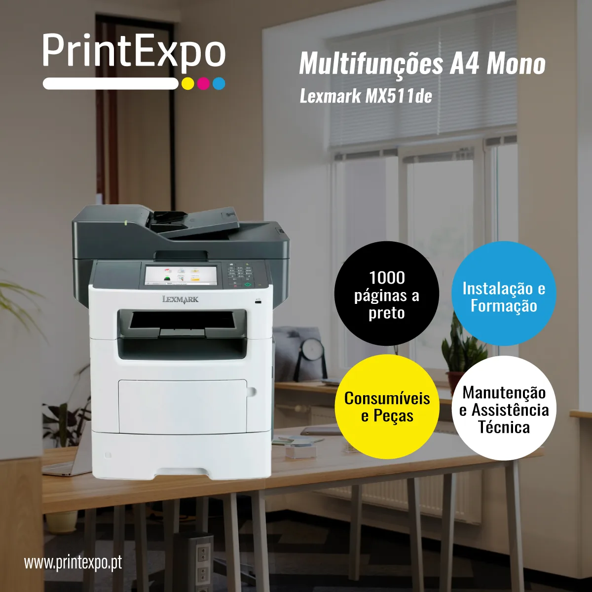 MULTIFUNÇÕES A4 PRETO E BRANCO - Lexmark MX511de - PRINTEXPO