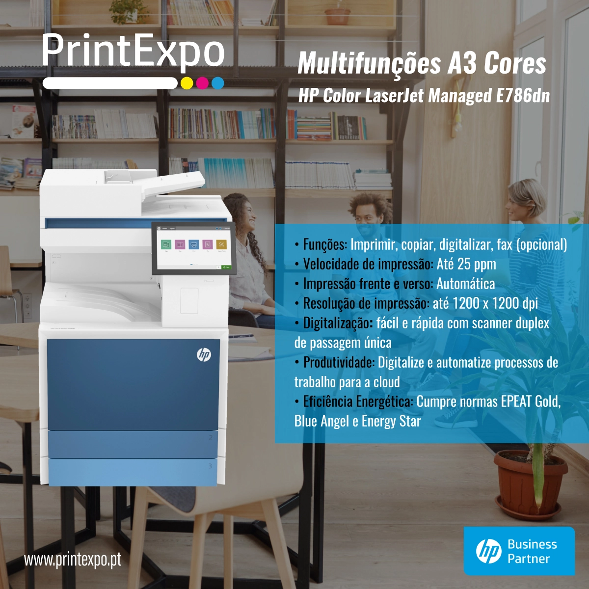 Multifunções A3 Cores - HP Color LaserJet Managed E786dn - PRINTEXPO